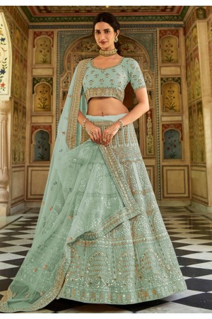 Sky blue organza embroidered lehenga choli 7238