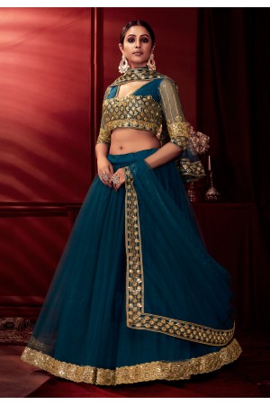 Teal net circular lehenga choli 102a