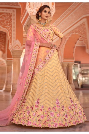 Yellow georgette circular lehenga choli 8502