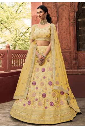 Yellow organza party wear lehenga choli 7223