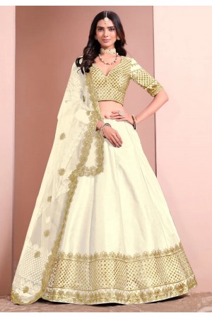 Cream art silk a line lehenga choli 1003