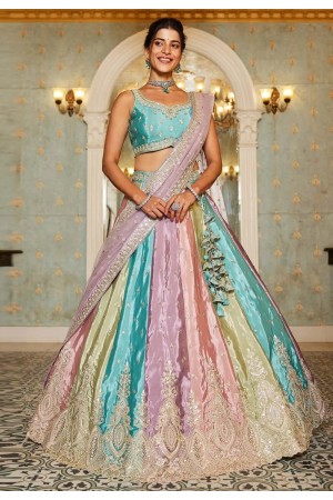 Multicolor organza lehenga choli 202710