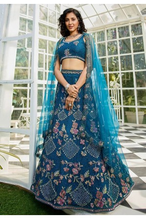 Navy blue net a line lehenga choli 202717