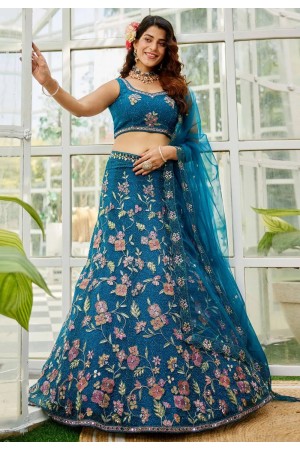 Navy blue net a line lehenga choli 202723