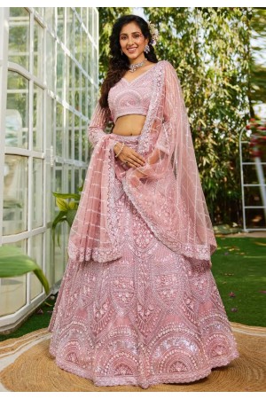 Peach net lehenga choli 202744