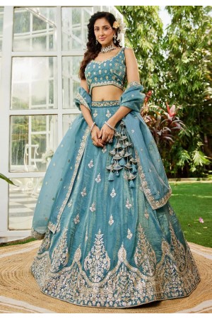 Sea green organza lehenga choli 202712