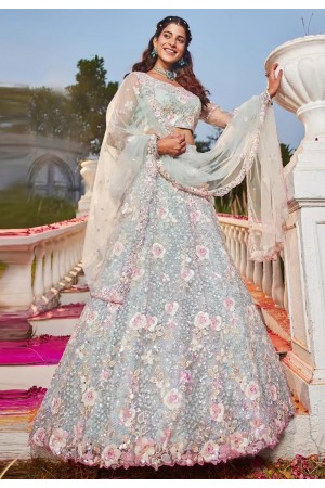 Sky blue net lehenga choli 202732