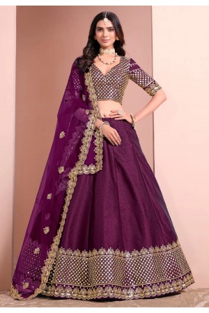 Wine art silk lehenga choli 1002