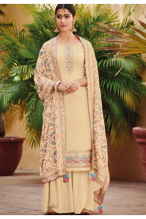 cream ora silk embroidered palazzo style suit 807