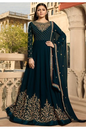 drashti dhami navy blue georgette embroidered floor length anarkali suit 3807