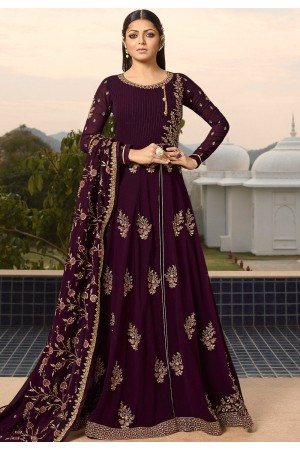 drashti dhami purple georgette embroidered floor length anarkali suit 3808