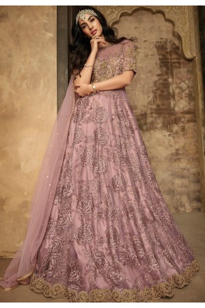 sonal chauhan mauve net embroidered floor length anarkali suit 7202