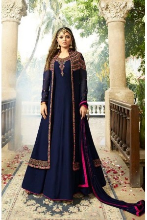 Drashti Dhami Navy blue color georgette party wear anarkali kameez