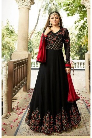 Drashti Dhami black color georgette party wear anarkali kameez