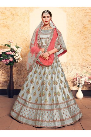 gray satin circular lehenga choli 1611