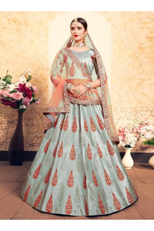 gray satin lehenga choli 1628