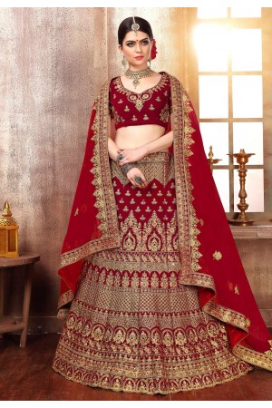 maroon velvet a line lehenga choli 1063