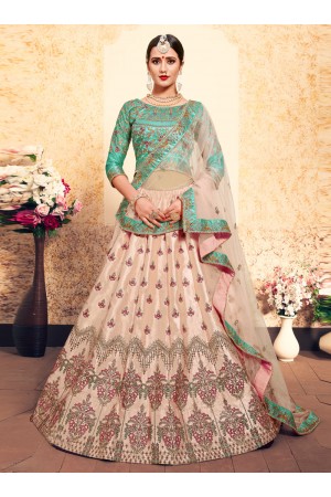 peach satin circular lehenga choli 1603