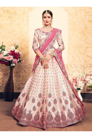 peach satin circular lehenga choli 1615