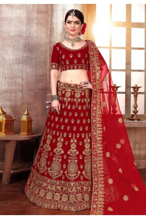 red velvet a line lehenga choli 1061