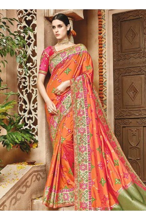 Orange pure banarasi silk wedding saree 1203