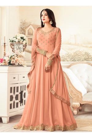 sonal chauhan rangoli peach party wear anarkali 26004