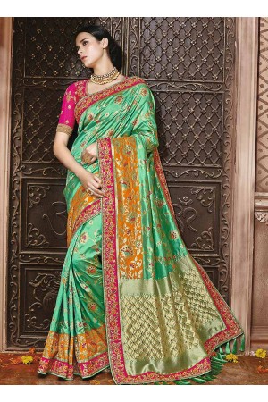 Turquoise pure banarasi silk saree 1207