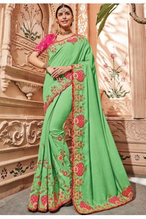 Liril green silk Indian wedding wear saree 1901