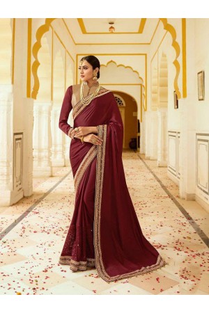Maroon silk Indian wedding wear saree 5016