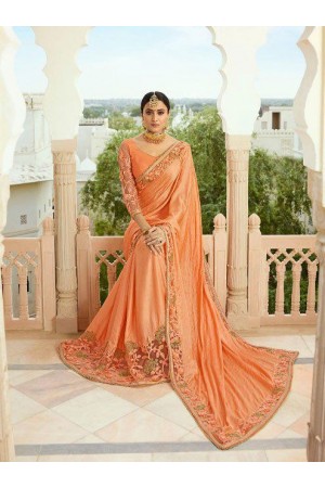 Orange silk Indian wedding wear saree 5013