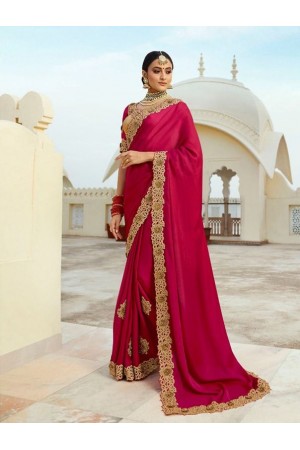 Pink silk Indian wedding wear saree 5011