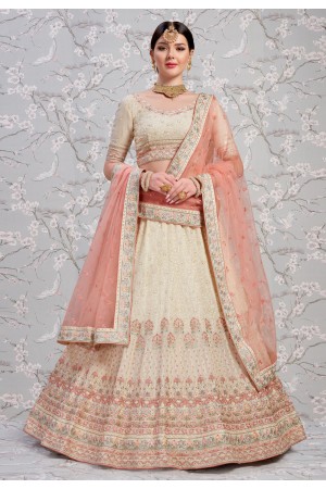 Beige georgette circular lehenga choli 2803