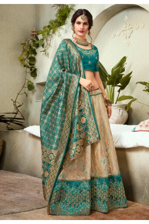 Beige silk a line lehenga choli 76491