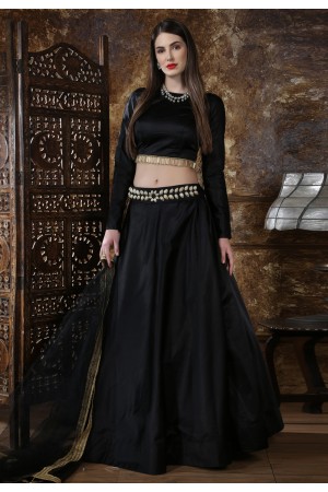 Black taffeta circular lehenga choli 1093