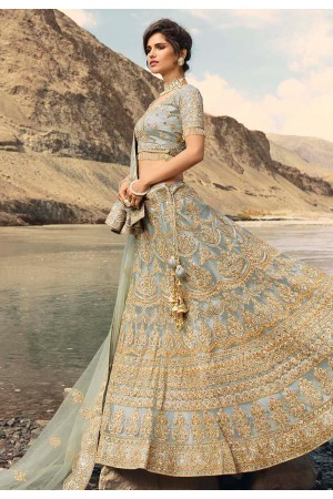 Gray net embroidered circular lehenga choli 917