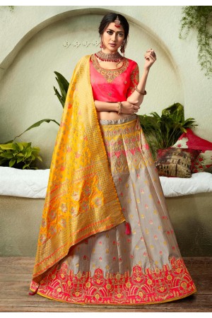 Gray silk a line lehenga choli 76495