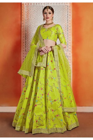 Green art silk circular lehenga choli 2401