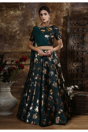 Green taffeta circular lehenga choli 1091