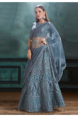 Light blue net a line lehenga choli 3034