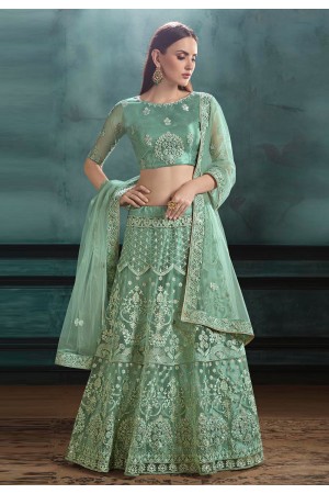 Light green net a line lehenga choli 3038