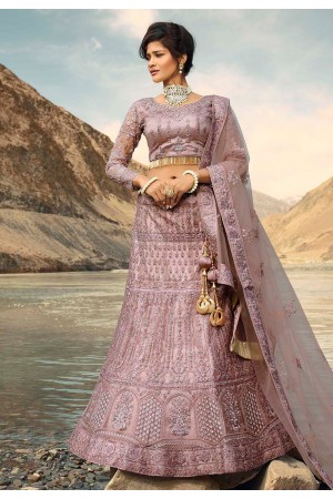 Light purple net embroidered circular lehenga choli 916