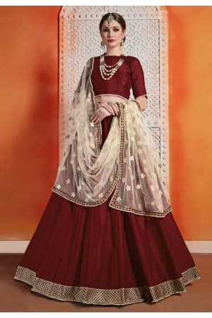 Maroon art silk circular lehenga choli 2404