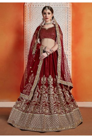 Maroon velvet circular lehenga choli 2405