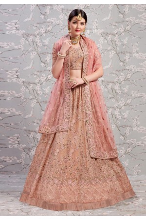 Peach georgette circular lehenga choli 2805