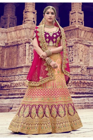 Peach velvet embroidered circular lehenga choli 10007