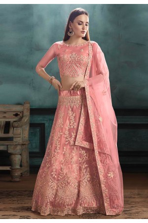 Pink net a line lehenga choli 3032