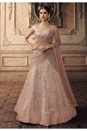 Pink net embroidered circular lehenga choli 20001