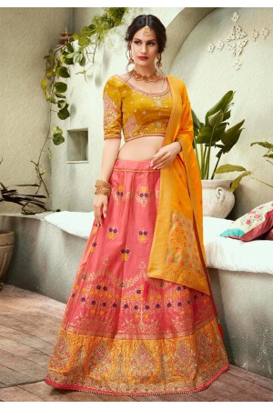 Pink silk a line lehenga choli 76492