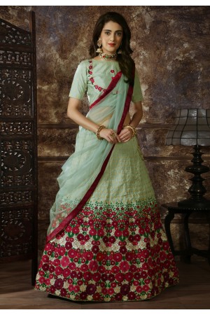 Pista green embroidered circular lehenga choli 1123