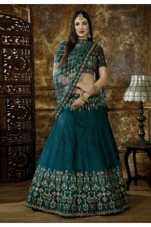 Teal embroidered circular lehenga choli 1125